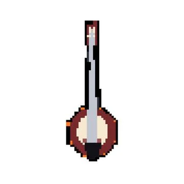 Melody banjo pixel art vector illustration 스톡 일러스트