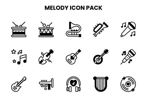 Melody DuoTone Graphics Icons Pack Stock Illustration