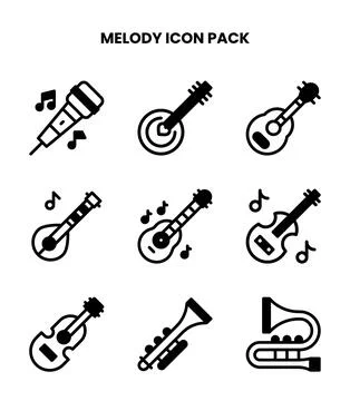 Melody DuoTone Set Icons Pack Stock Illustration