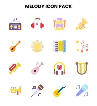 Melody Flat Graphics Icons Pack Stock Illustration