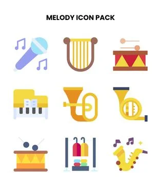 Melody Flat Scalable Icons Pack Stock Illustration