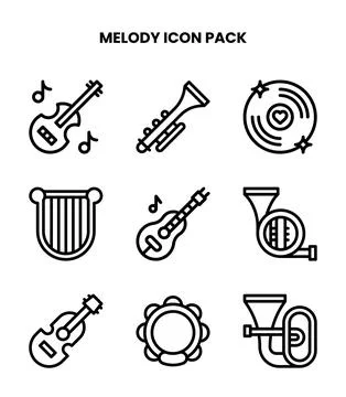 Melody Line Bundle Icons Pack Stock Illustration