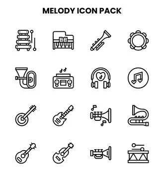 Melody Line Bundle Icons Pack Stock Illustration