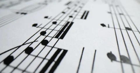 Melody sheet music written with various musical symbols background Stock Footage 265877644