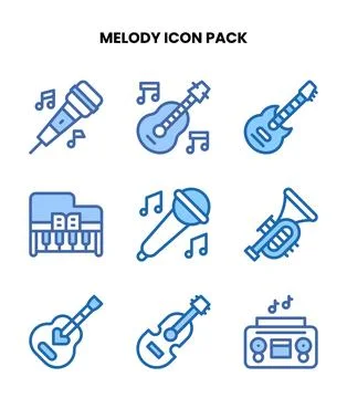 Melody Two Colour Graphics Icons Pack Stock Illustration