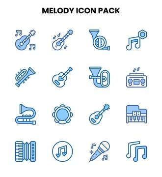 Melody Two Colour Graphics Icons Pack Stock Illustration