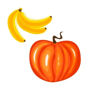 Melon and bananas Stock Illustration