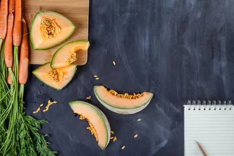 Melon and carrots Foto stock
