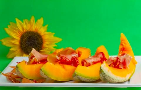 Melon and ham Stock Photos