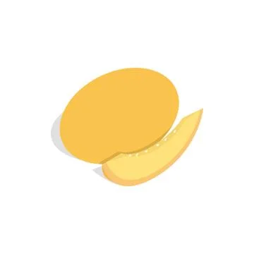 Melon and melon slice icon, isometric 3d style Stock Illustration