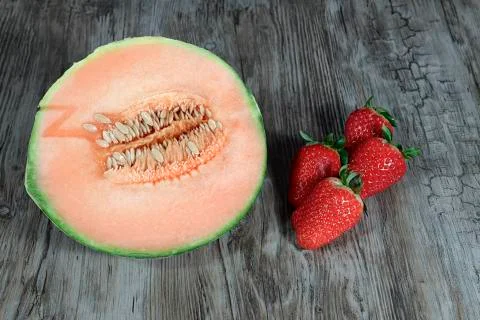 Melon and strawberry Stock Photos
