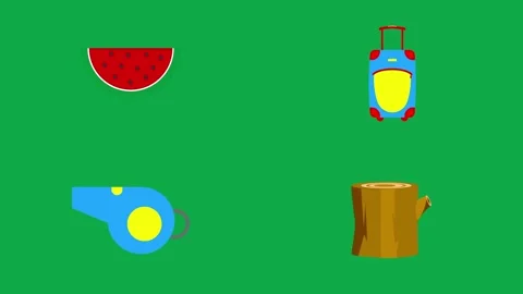 Melon Bag Whistle Stump animation on green screen 3d clay model perfect Stock Footage 334704164