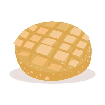Melon bun Maronpan with a crispy crust Stock Illustration