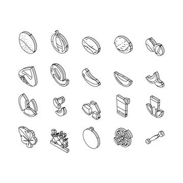 Melon cantaloupe yellow fruit isometric icons set vector Stock Illustration