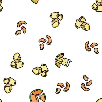 Melon cantaloupe yellow fruit vector seamless pattern Stock Illustration