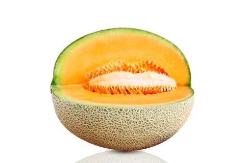 Melon cut on white background. Stock Photos