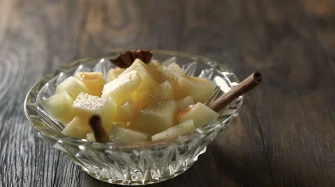 Melon dessert with cinnamon. Stock Footage 65710497