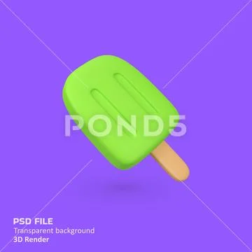 Melon flavored ice cream isolated 3d render icon illustration PSD Template