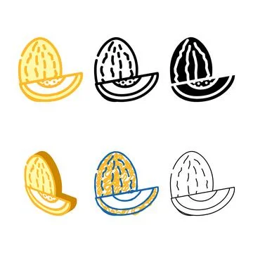Melon fruit color icon vector mix イラスト素材
