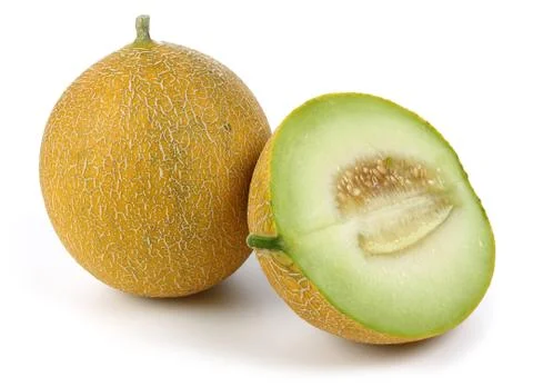 Melon fruit isolated on white Stock Photos