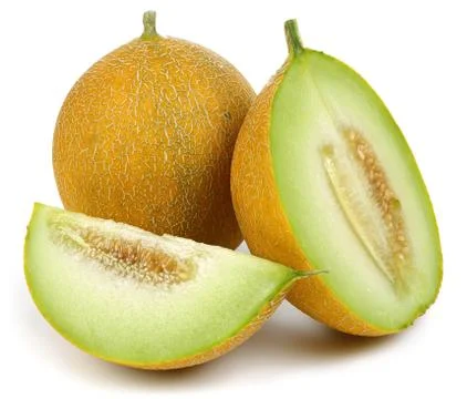 Melon fruit isolated on white Stock Photos