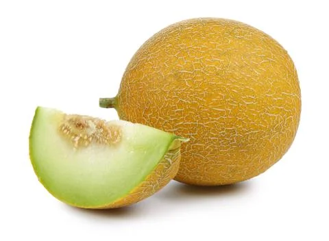 Melon fruit isolated on white Stock Photos