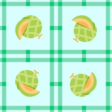 Melon fruit seamless for pattern fabric, simple melon fruit cute repeat in .. イラスト素材