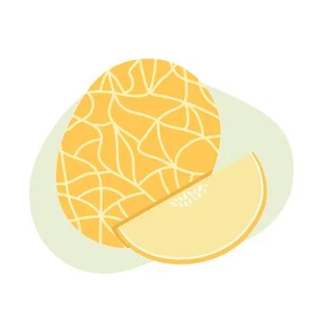 Melon fruit with a slice. Cartoon fruit. Vector illustration Stock Illustration