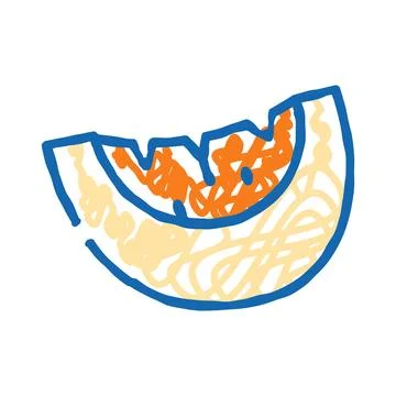 Melon fruit slice doodle drawing healthy eating Stock Illustration