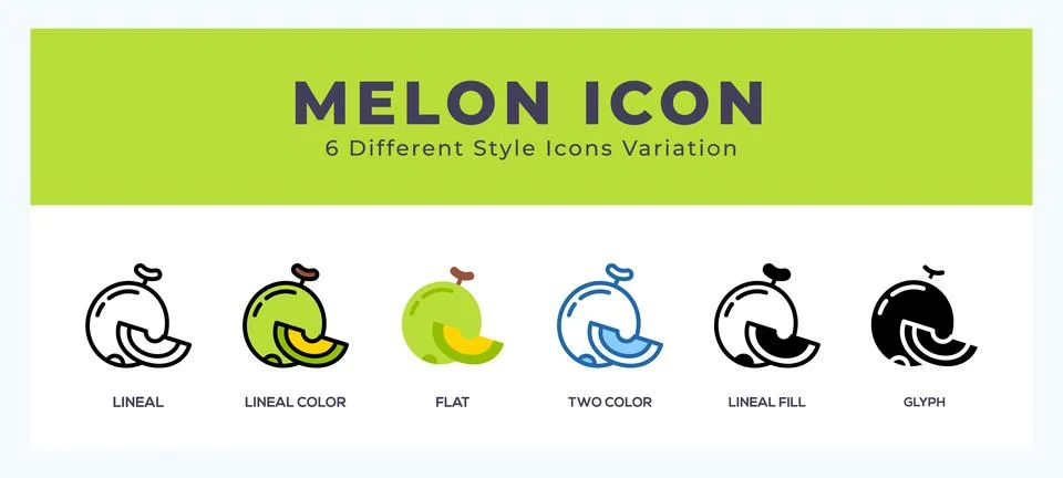 Melon icon in filled. thin line. outline stroke and flat style. Stock Illustration