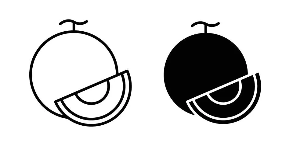 Melon icon silhouette vector set. thin line pack イラスト素材