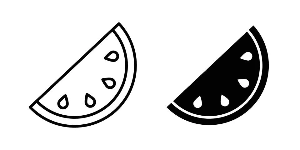 Melon icon silhouette vector set. thin line pack イラスト素材