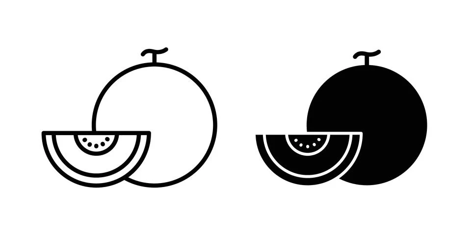 Melon icon symbol. Flat and Stroke Vector illustration Stock Illustration
