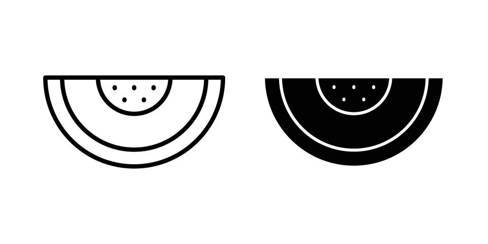 Melon icon symbol. Flat and Stroke Vector illustration Stock Illustration