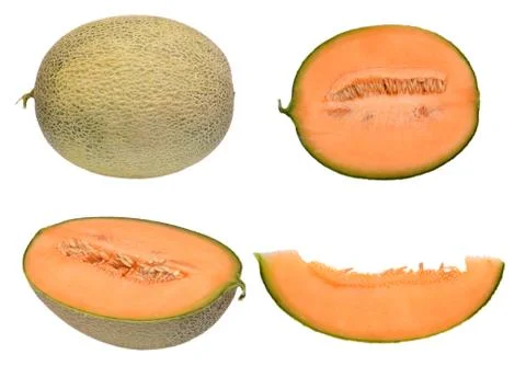 Melon isolated on white background, orange melon Stock Photos