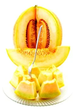 Melon isolated on white Stock Photos