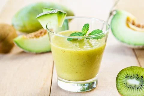 Melon with kiwi smoothie Stock Photos