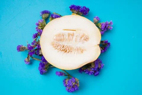 Melon with lavender Stock Photos