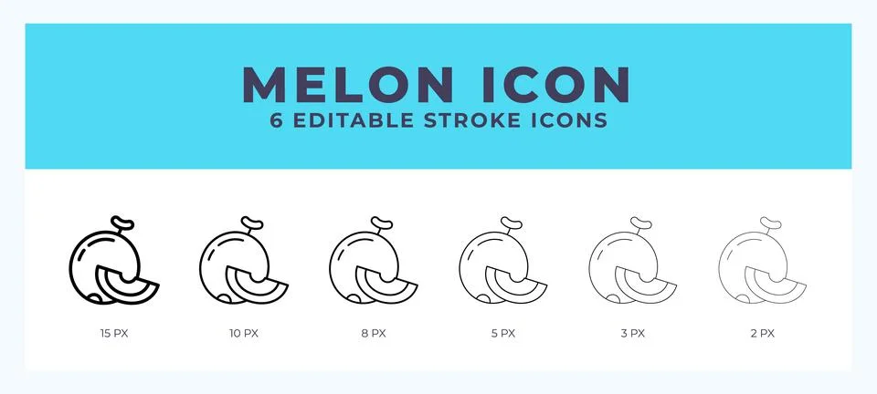 Melon line icon with different stroke. Vector illustration. Illustrazione stock