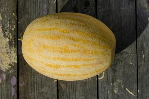 Melon on a old wooden table. Stock Photos