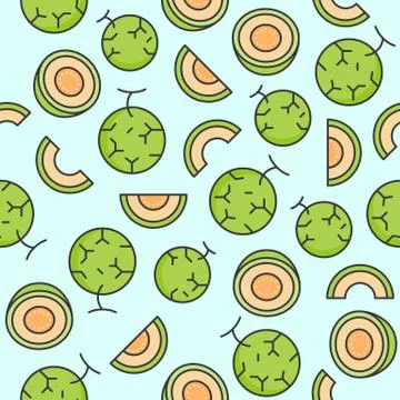 Melon or cantaloupe seamless pattern for wallpaper or wrapping paper イラスト素材