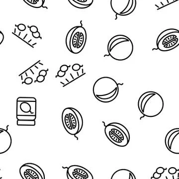 Melon Organic Fruit Vector Seamless Pattern Illustrazione stock