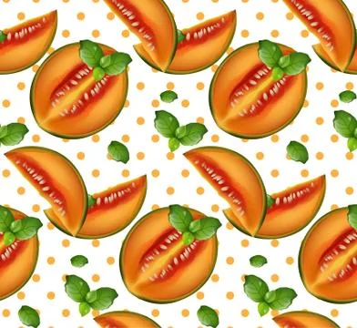 Melon pattern Vector. Summer fruits retro backgrounds 库存插图
