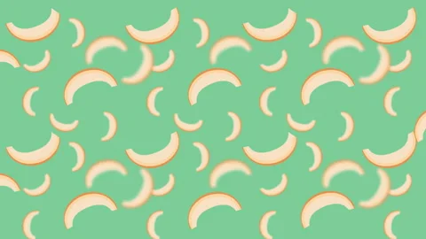 Melon pieces rotating on bright green background. Stock Footage 146475750