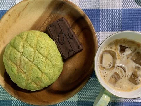 Melon Ppang, a fluffy Korean bread shaped like a melon with a crisp, sugary.. Foto stock