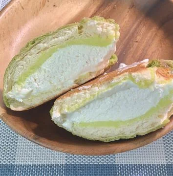 Melon Ppang, a fluffy Korean bread shaped like a melon with a crisp, sugary.. Stock Photos