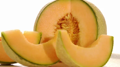 Melon rotating over white background Stock Footage 31304033