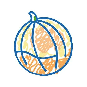 Melon round cantaloupe icon doodle illustration Stock Illustration