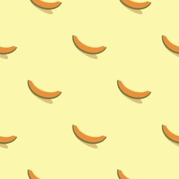 Melon seamless pattern. Vegan organic eco fruit background. vector illustrati 库存插图