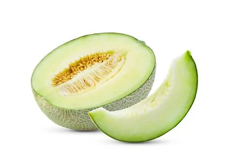 Melon slice isolaed on white background Stock Photos